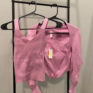 Pink Knit Tank and Cardigan Set. XS.